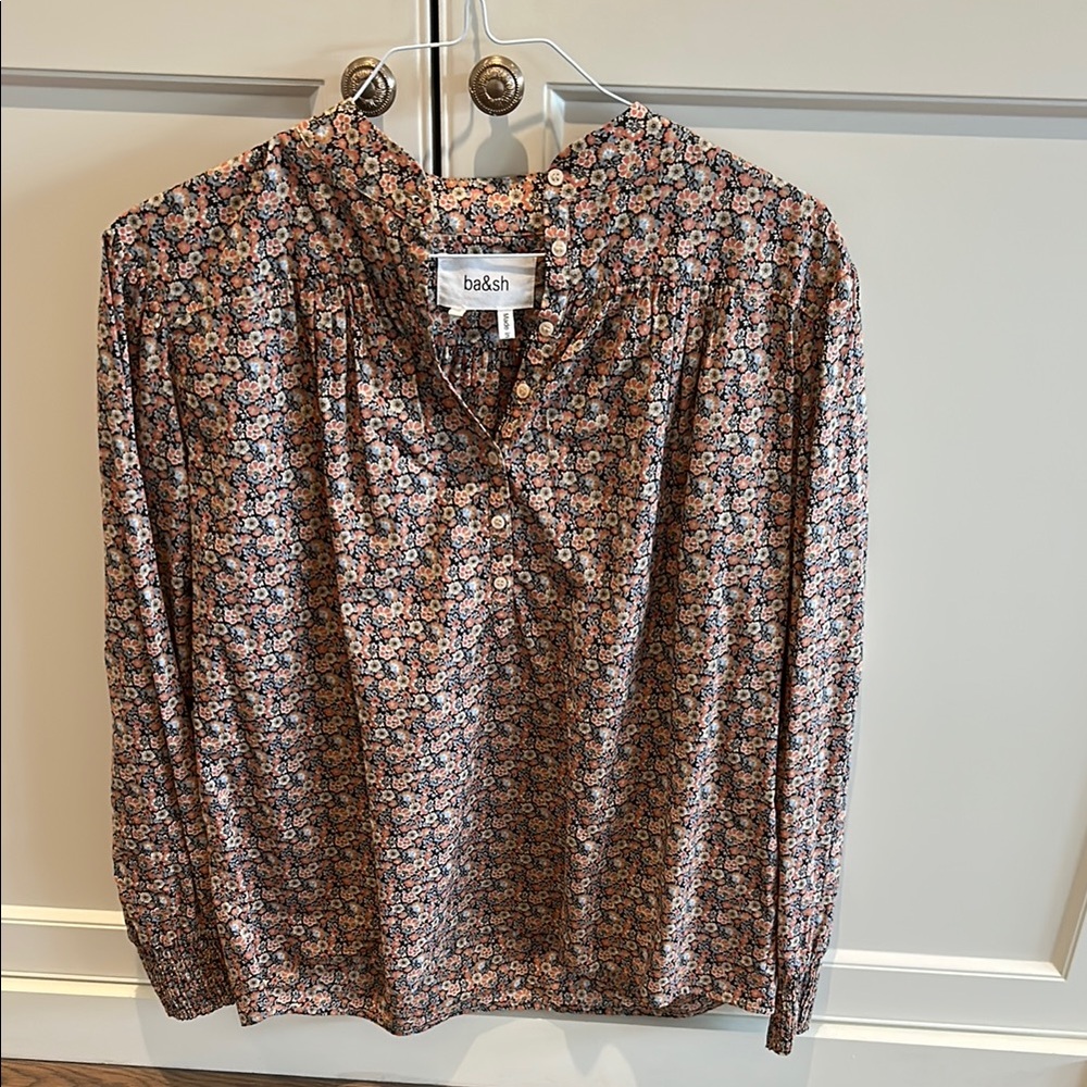 Ba&sh Brown and Cream Sailor Collar Blouse